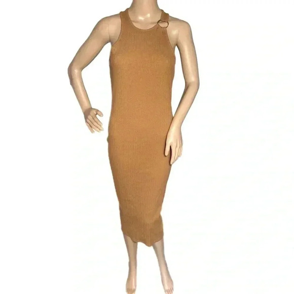 NWT Francesca's Womens Medium Beige Tank Dress Sleeveless Ribbed Knit Midi - Picture 5 of 14